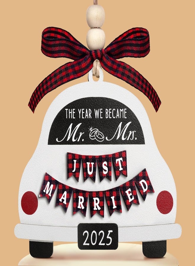 REDWORD Wedding Gifts for Couples 2025, Christmas Married Wood Hanging Ornament 2025 Christmas Mr and Mrs Bridal Shower Gift Bride to Be Gifts Wedding Gift for Newlyweds Just Married Decorations - Image 1